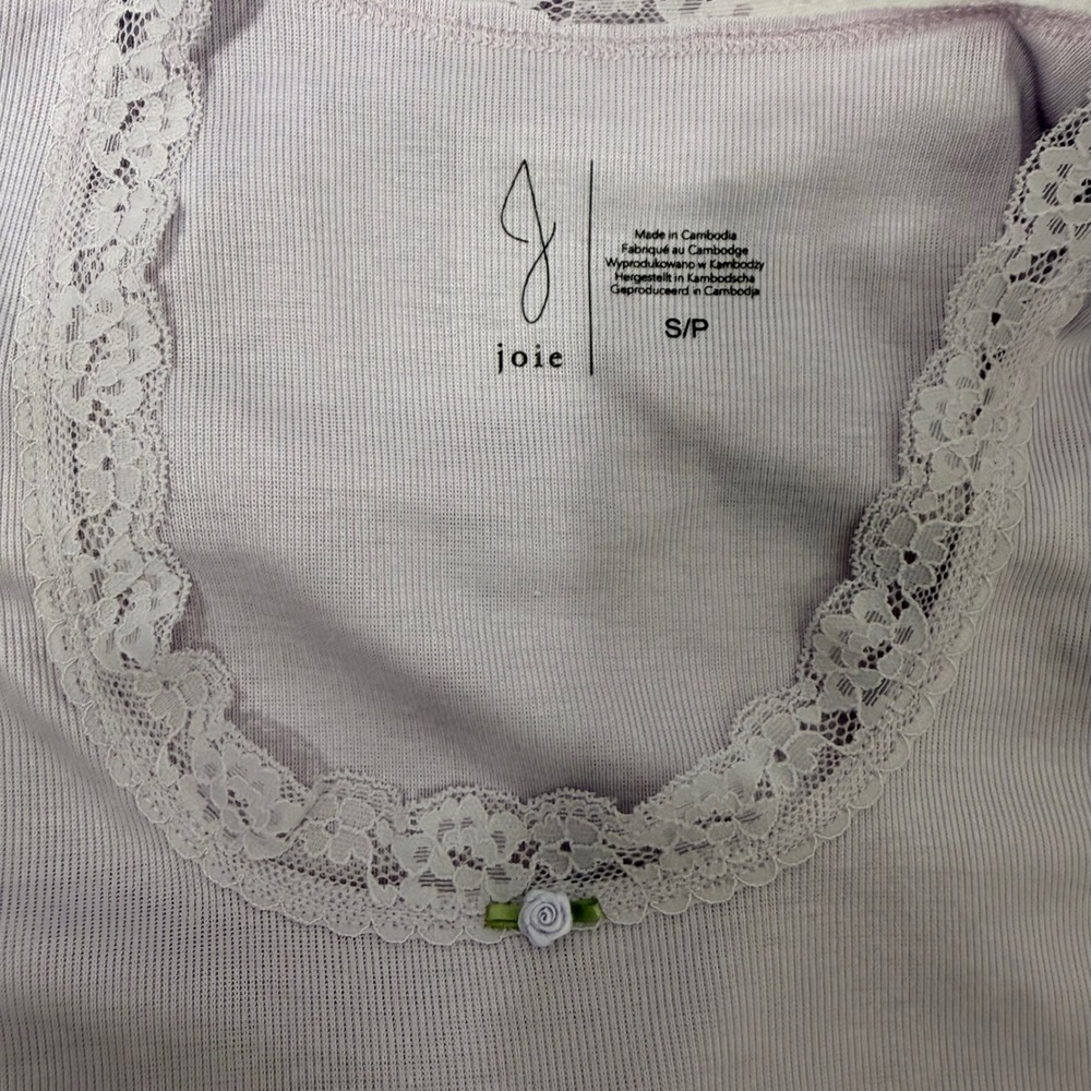 Joie Sleep Womens Lavender Ribbed Pajama Set Cardigan Camisole Lace Trim Small - Picture 6 of 9